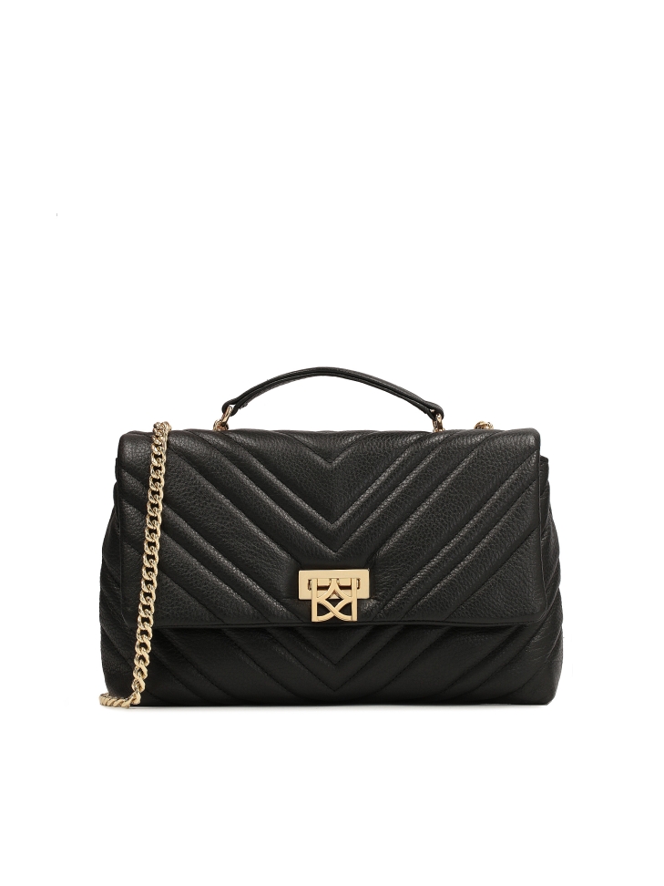 Classic black shoulder bag with a chain