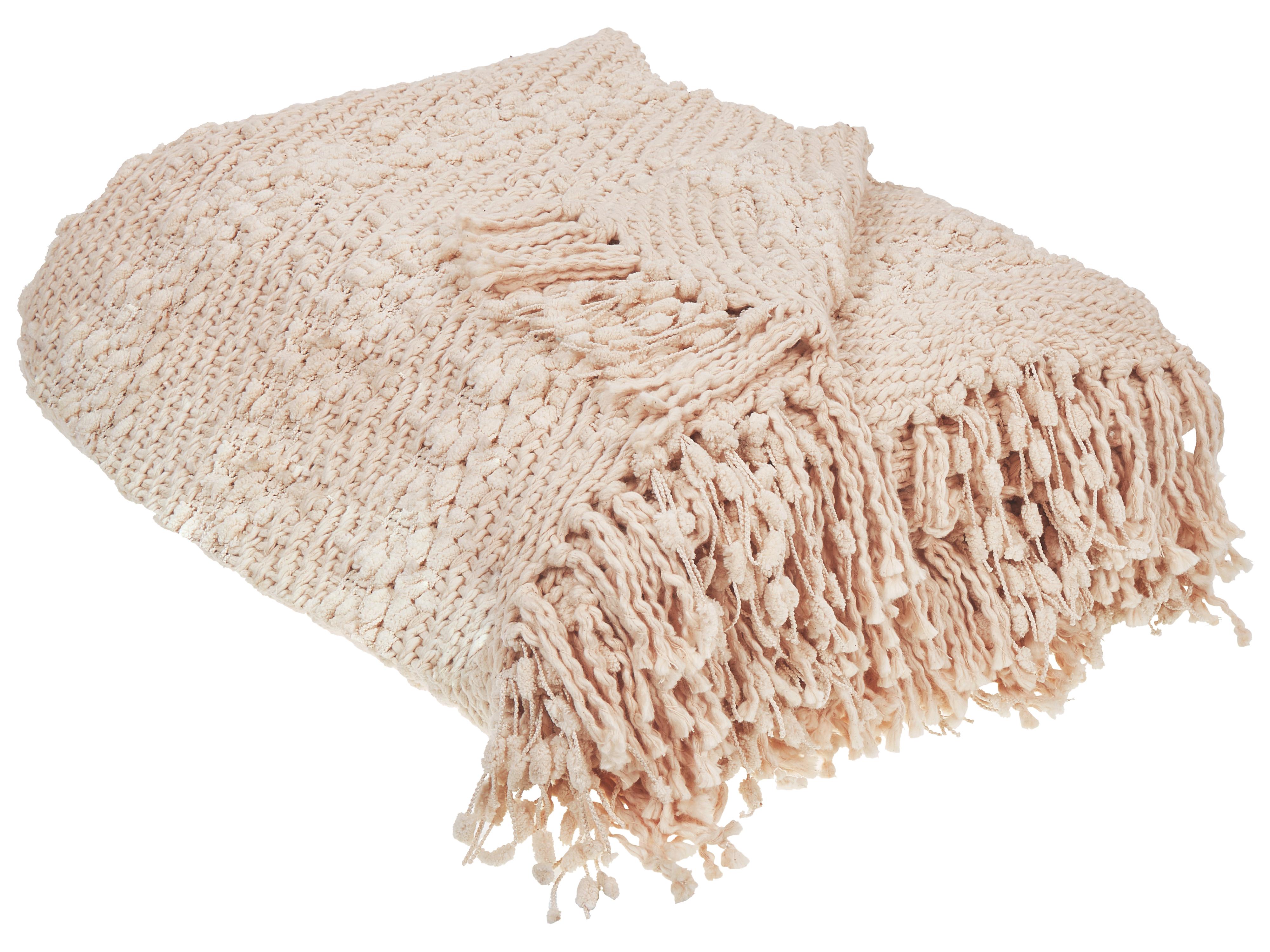 Blanket VELLA Cotton 150 x 200 cm Light Beige