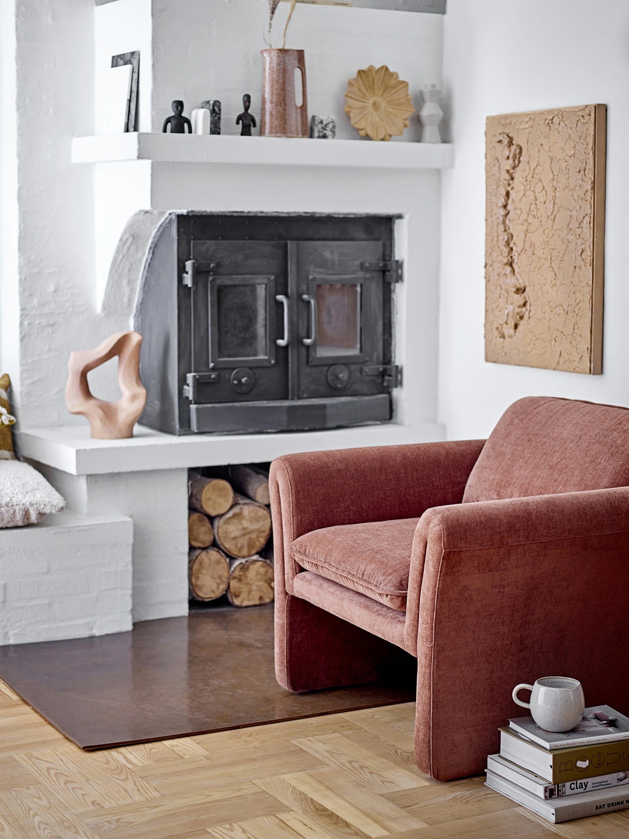 PASEO - Fauteuil en velour côtelé marron