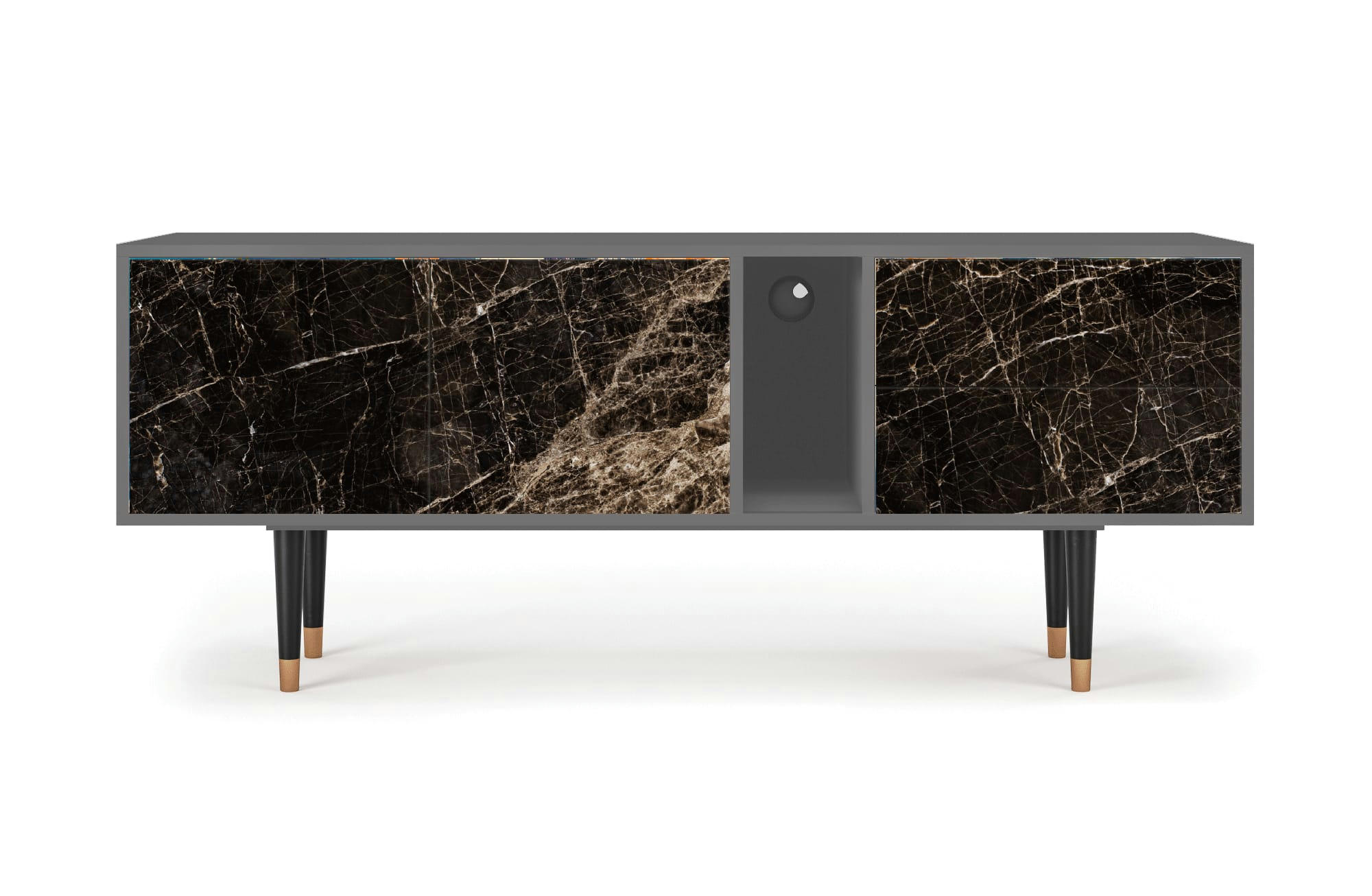 NIGHT ABYSS - Meuble TV  noir 2 tiroirs et 2 portes L 170 cm