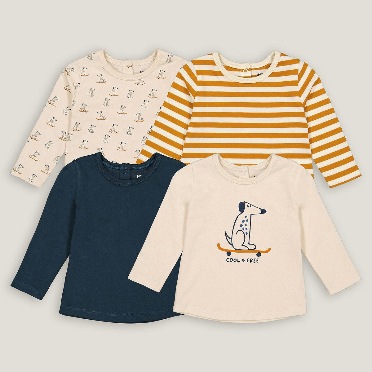Lot de 4 T-shirts col rond manches longues