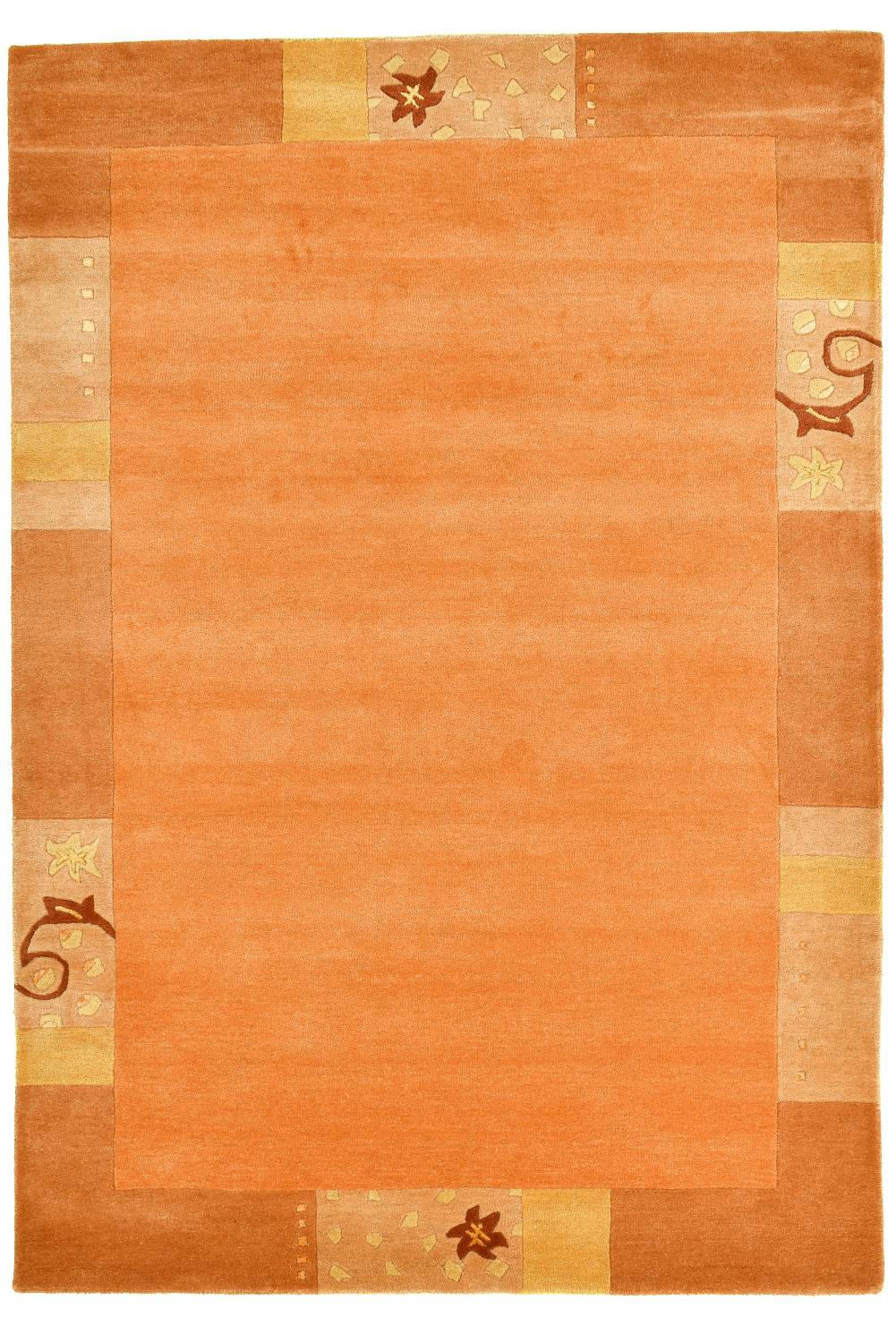 ROYAL GANGES - Tapis gabbeh floral en laine naturelle terracotta 60x90 cm