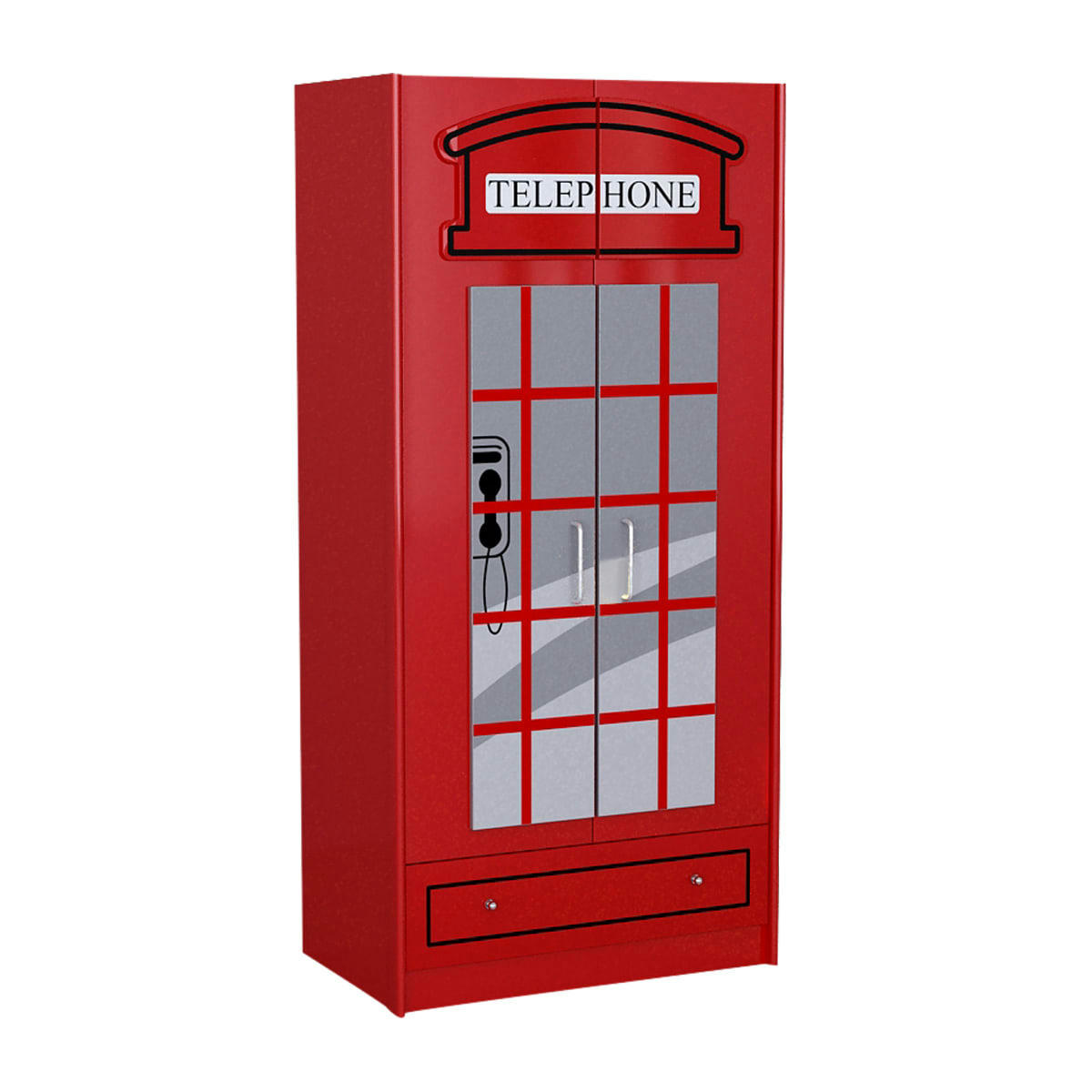 CAR - Armoire 2 portes london rouge