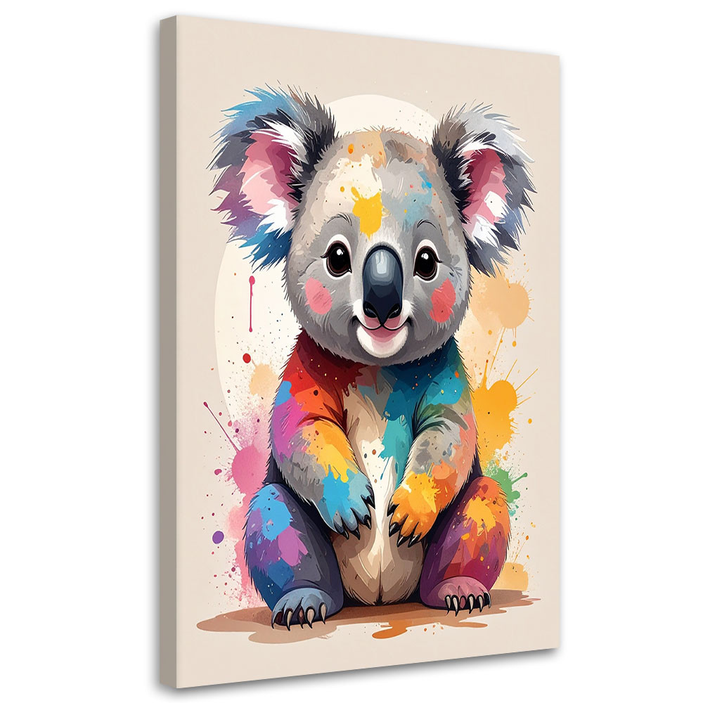Obraz do pokoju dziecięcego salonu, Kolorowy miś koala zwierzęta 20x30