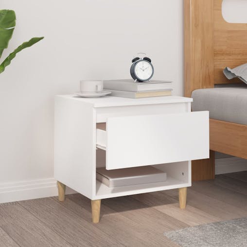 NNEVL Bedside Table White 50x46x50 cm Engineered Wood