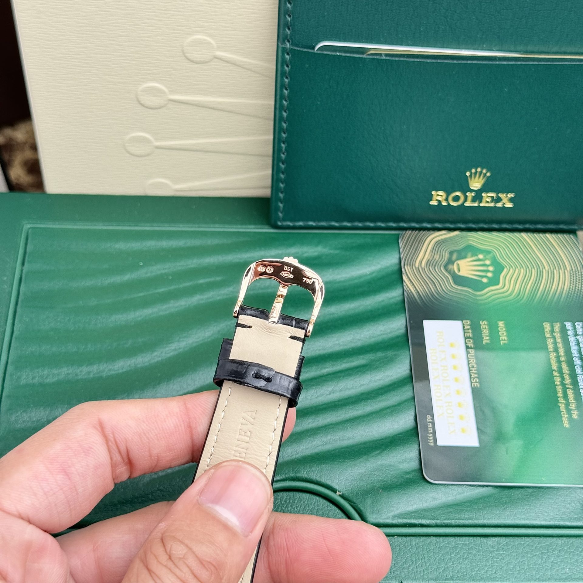 Rolex Cellini 50525 RG Plated Chocolate Dial 39mm Leather AAA Replica