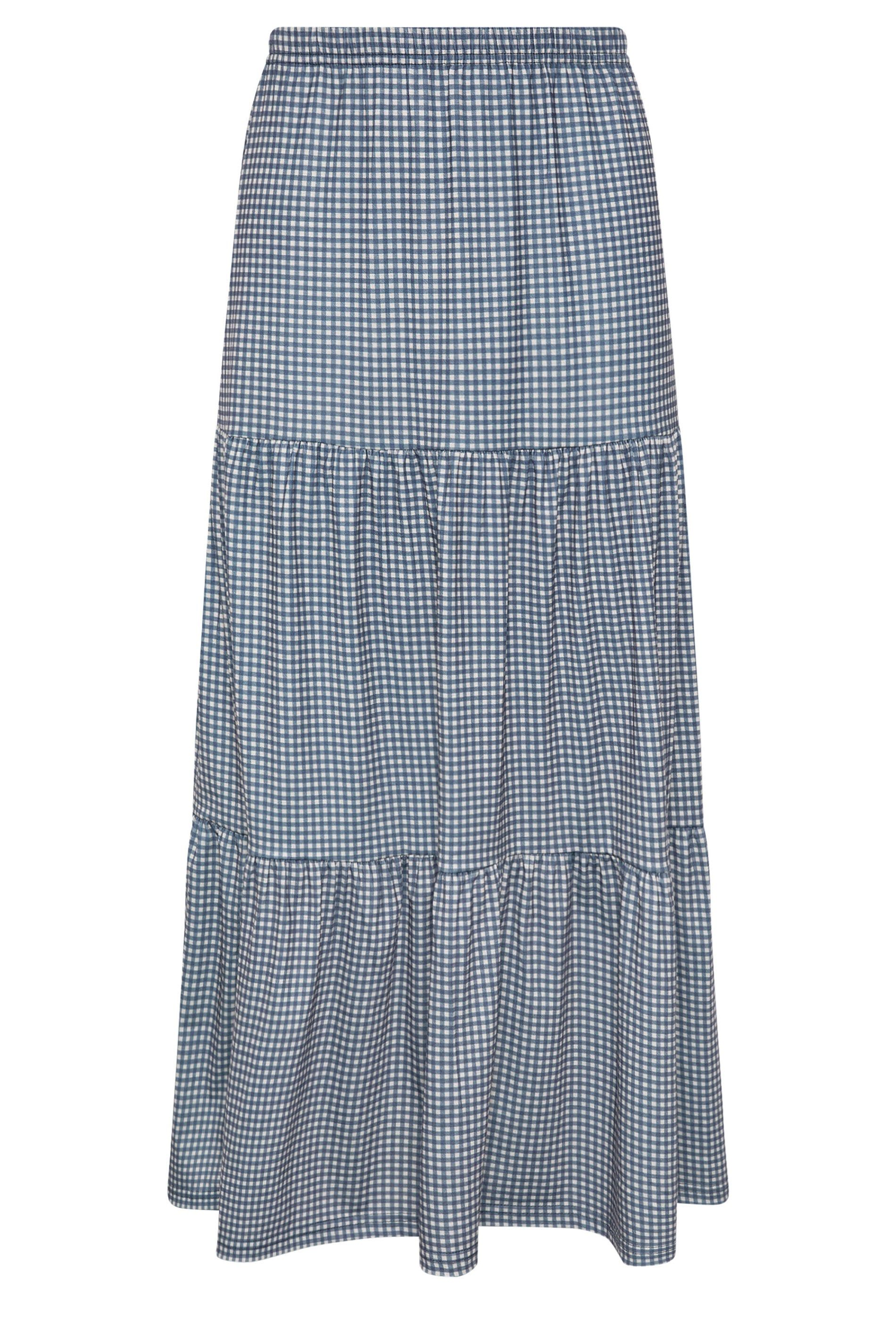 M&Co Petite Gingham Tiered Maxi Skirt