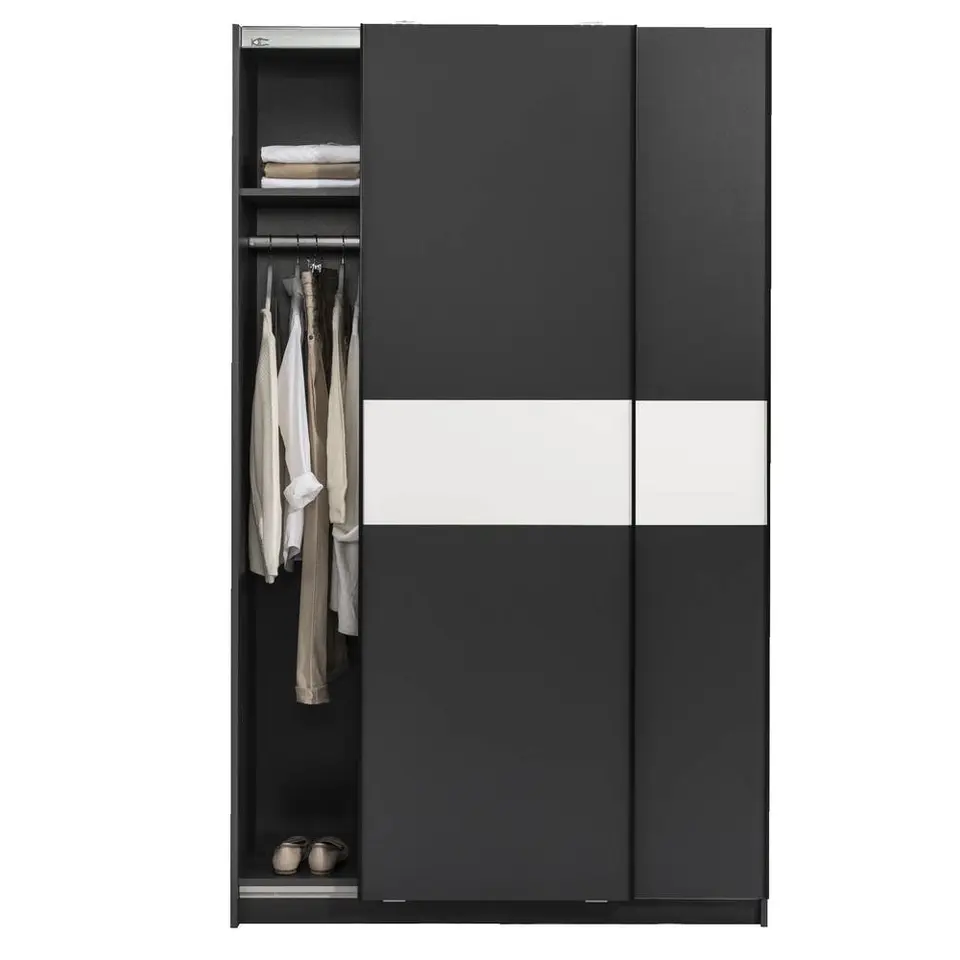 Schuifdeurkast Genua - antraciet/wit - 204x122x60 cm