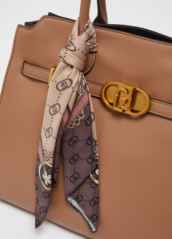 Borsa satchel grande con foulard
