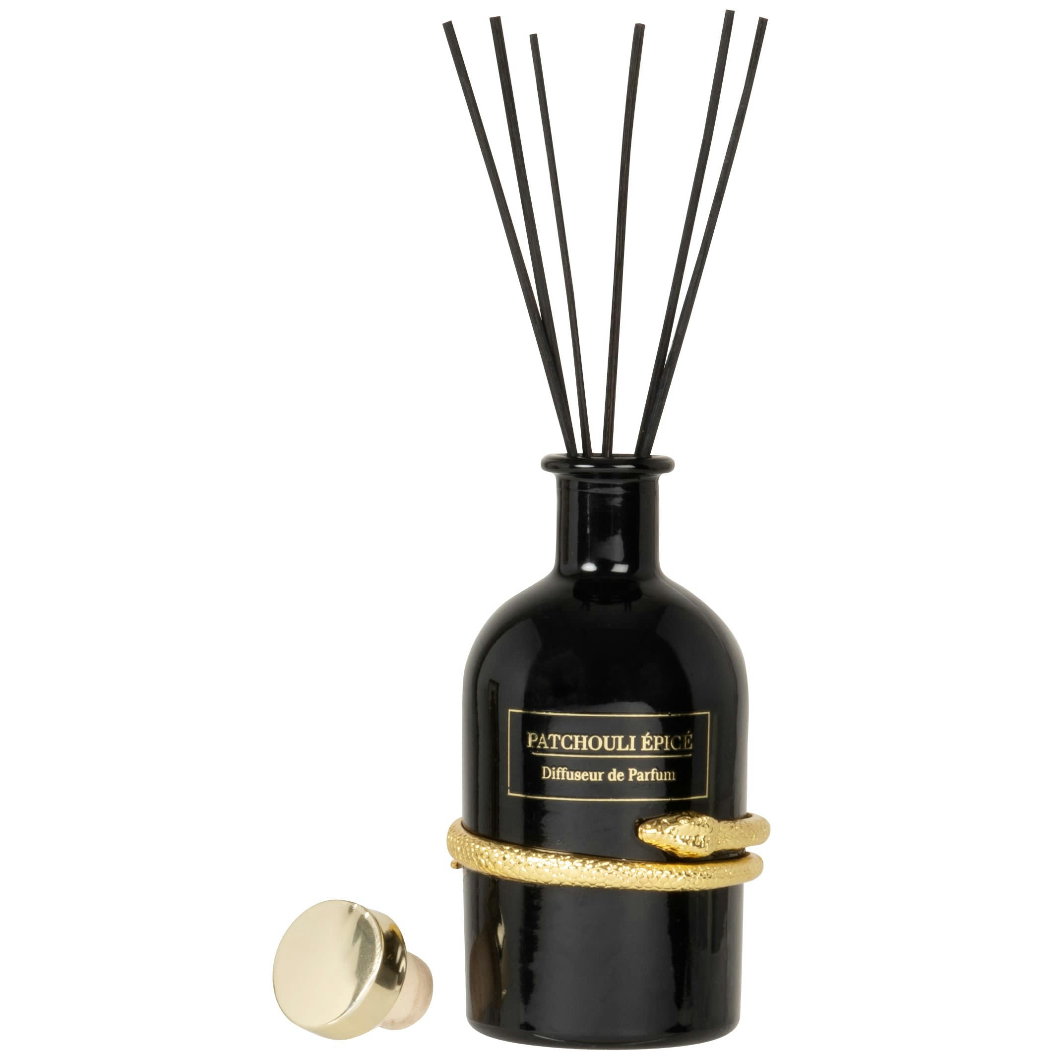 - Diffuseur en verre noir et doré parfum bois épicé 200ML
