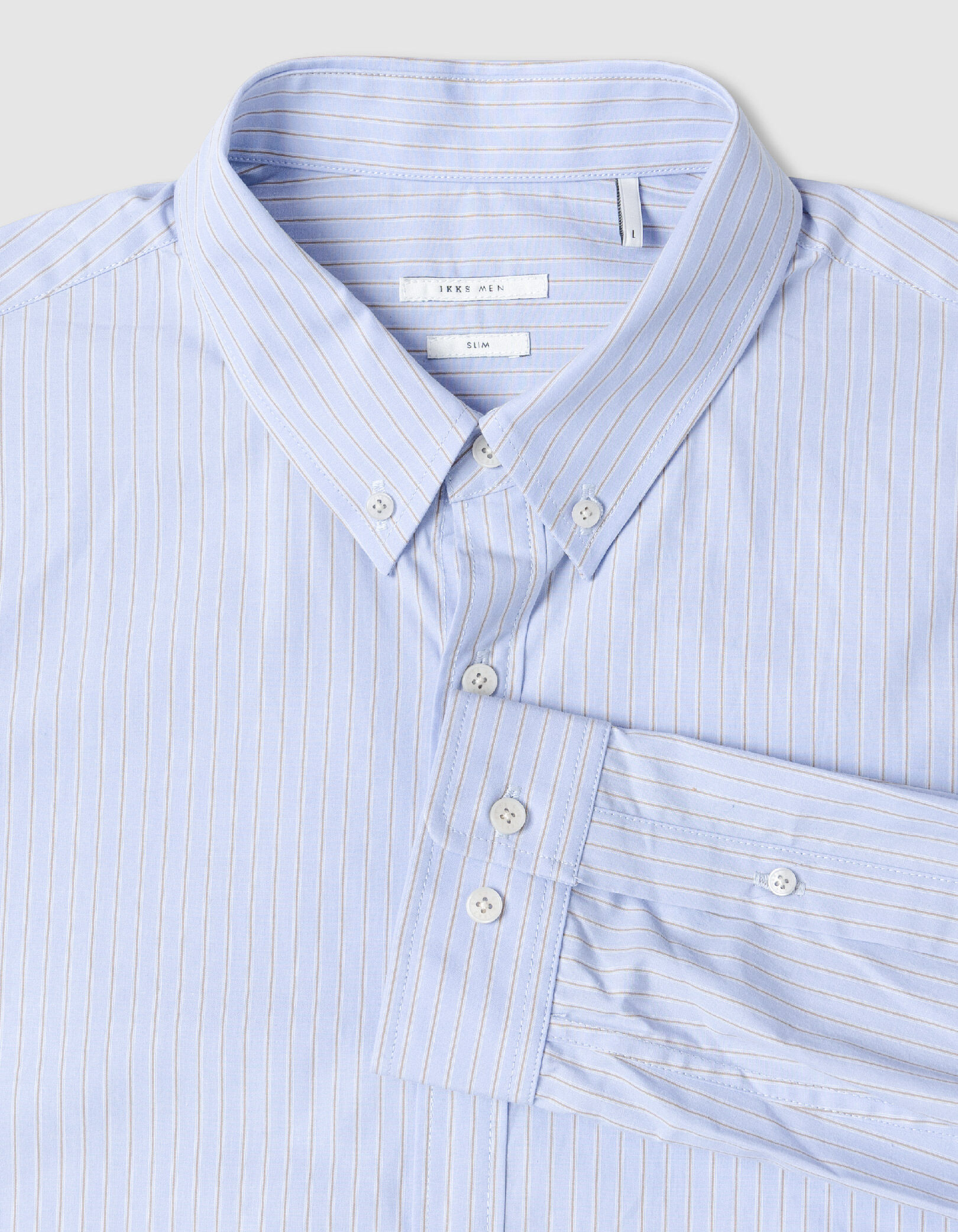 Chemise slim bleue coton bio motif rayures Homme