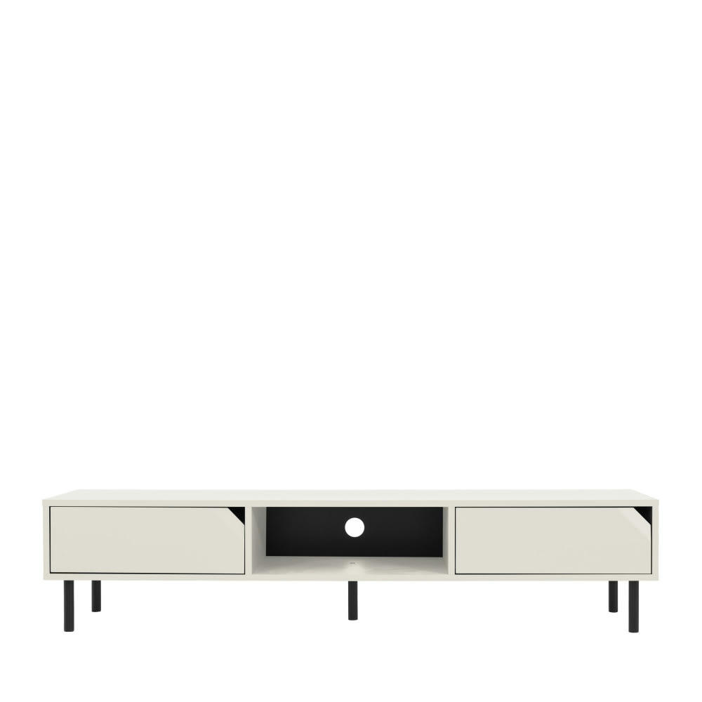 CORNER - Meuble TV 2 portes en bois L177cm blanc cassé