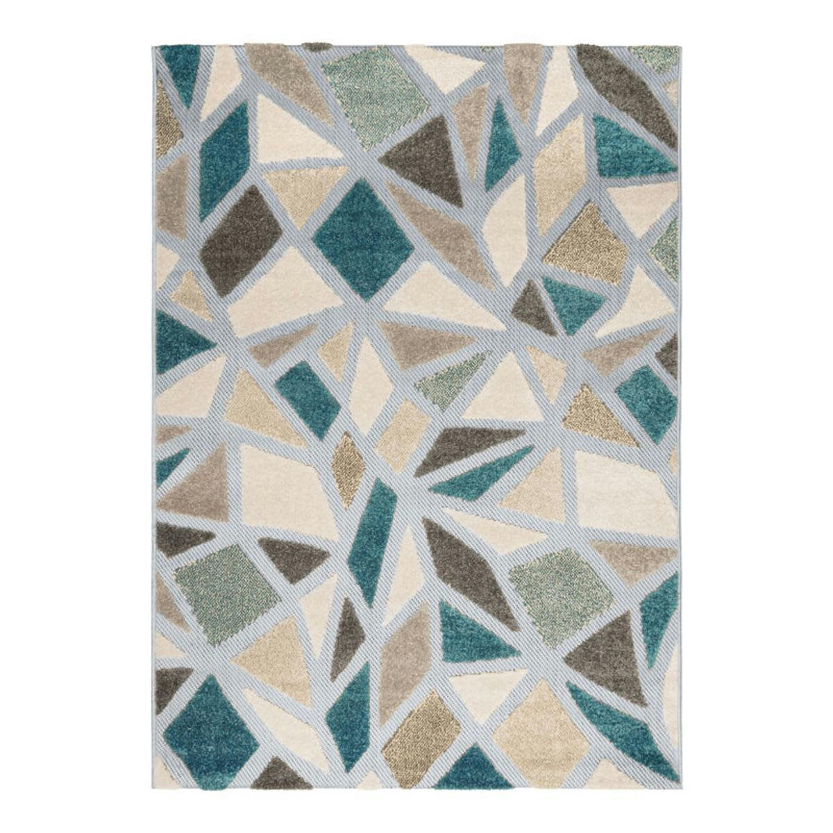 DEHORS-DEDANS - Tapis pour intérieur-extérieur bleu et gris 120x170
