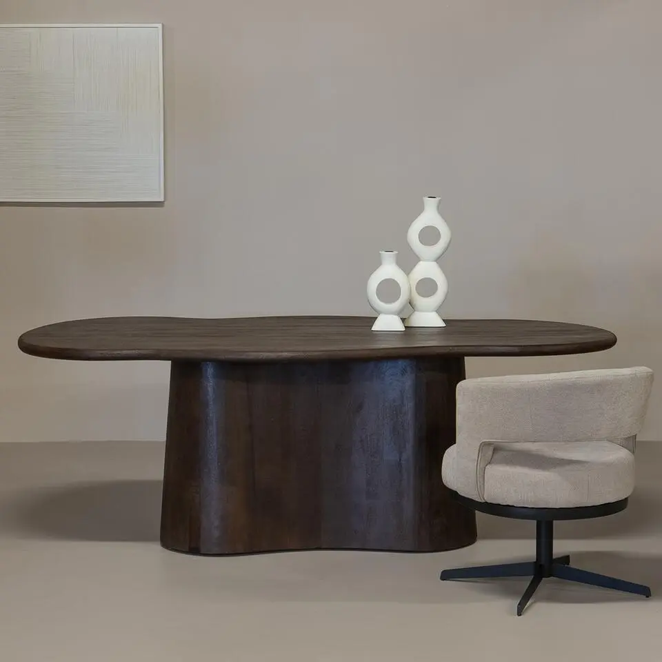 Eettafel Organisch 220cm - Donkerbruin Mangohout - Jessie