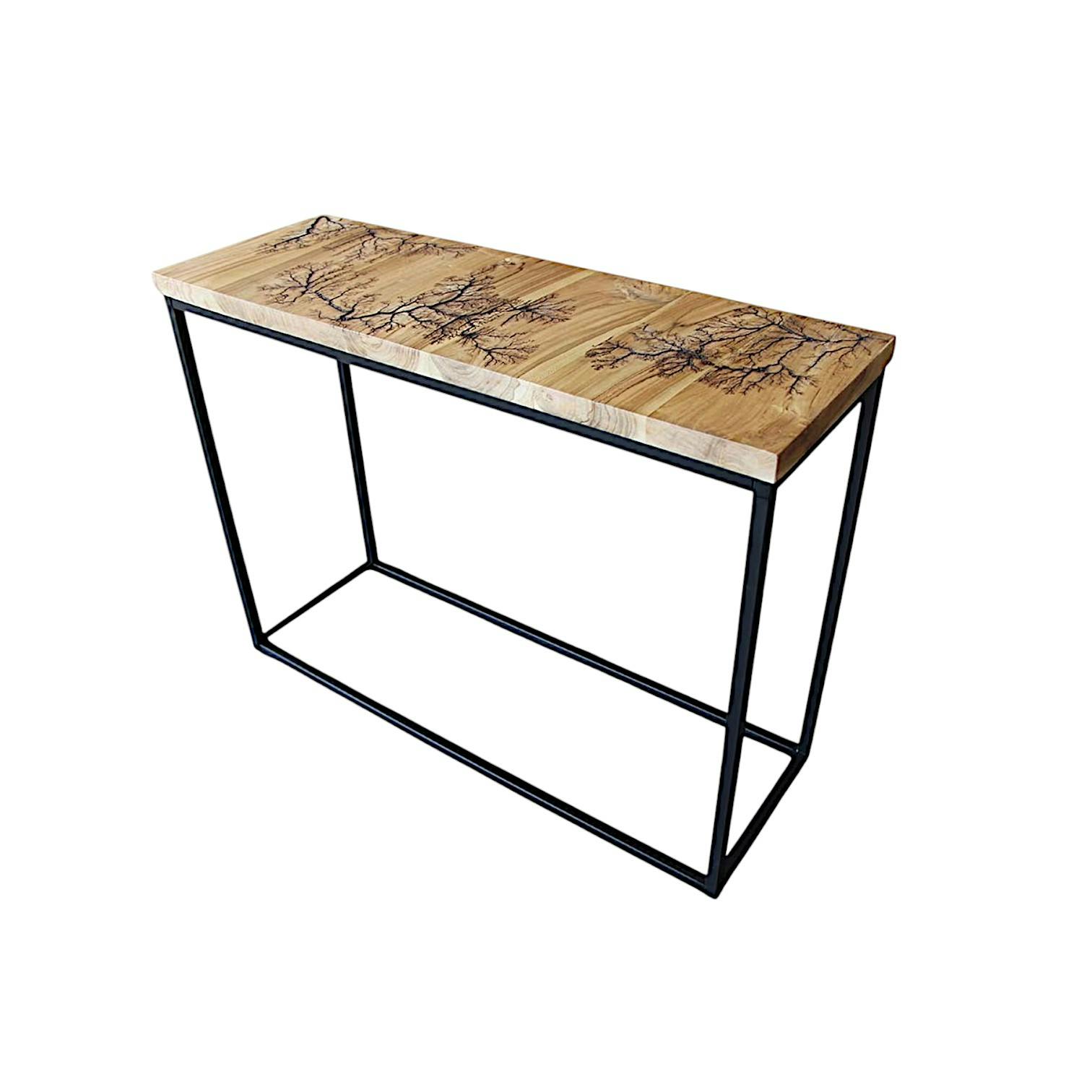 Console rectangulaire teck et pieds métal