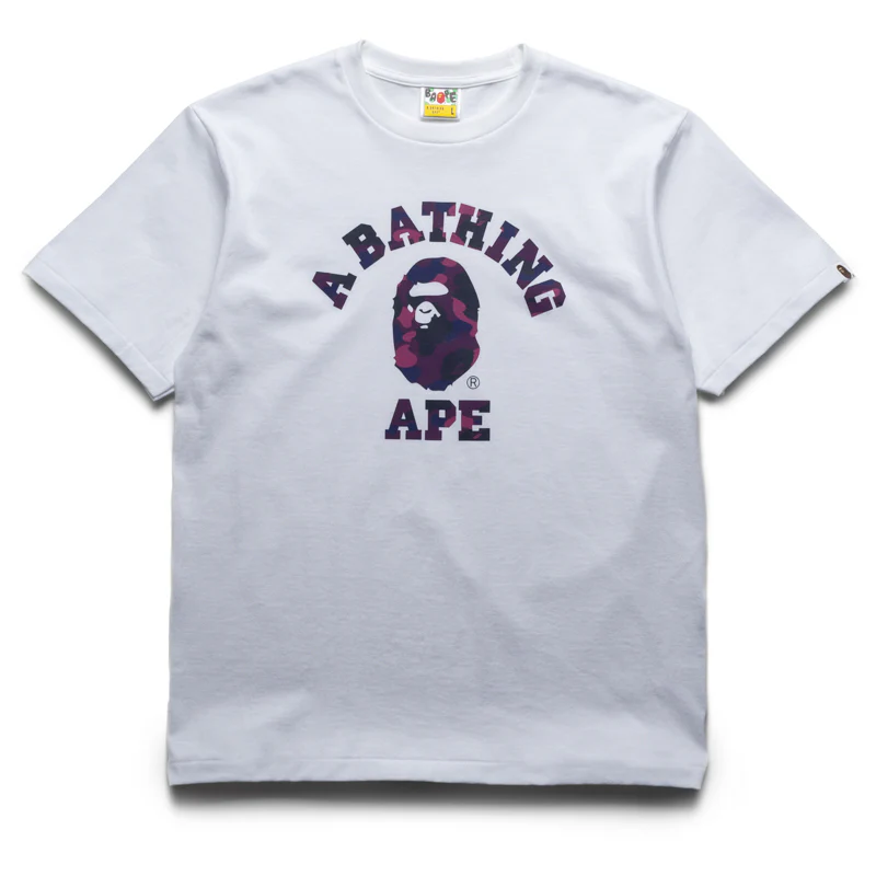 A Bathing Ape Color Camo College Tee - White/Purple