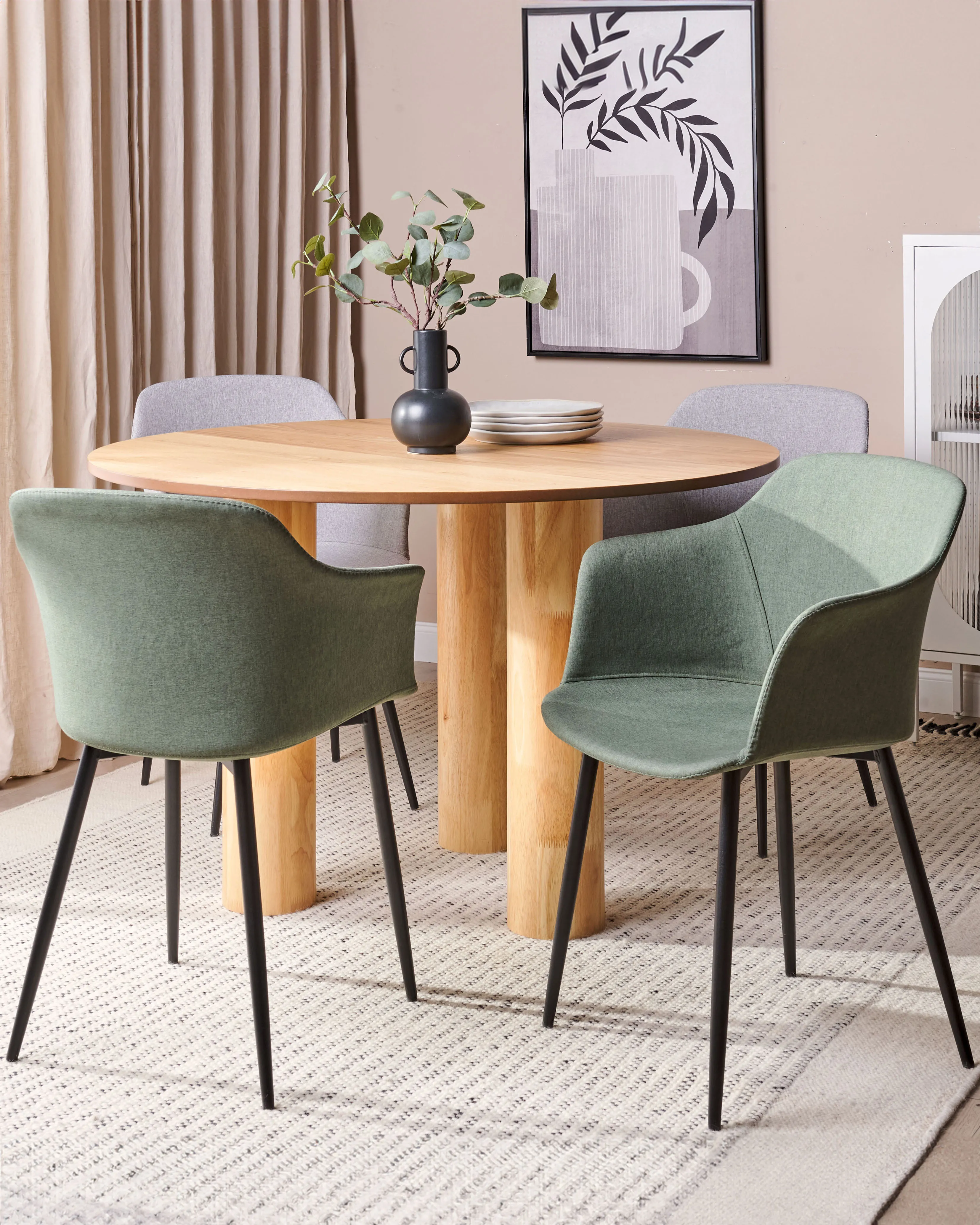 Set of 2 Dining Chairs ELIM Fabric Dark Green