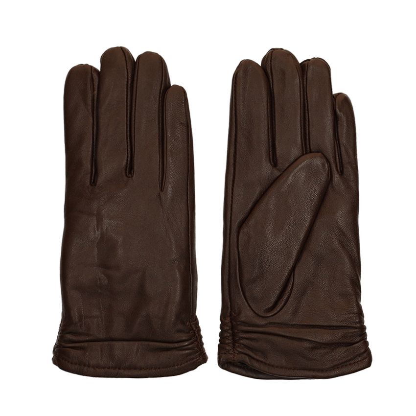 Manfield Donkerbruine leren handschoenen
