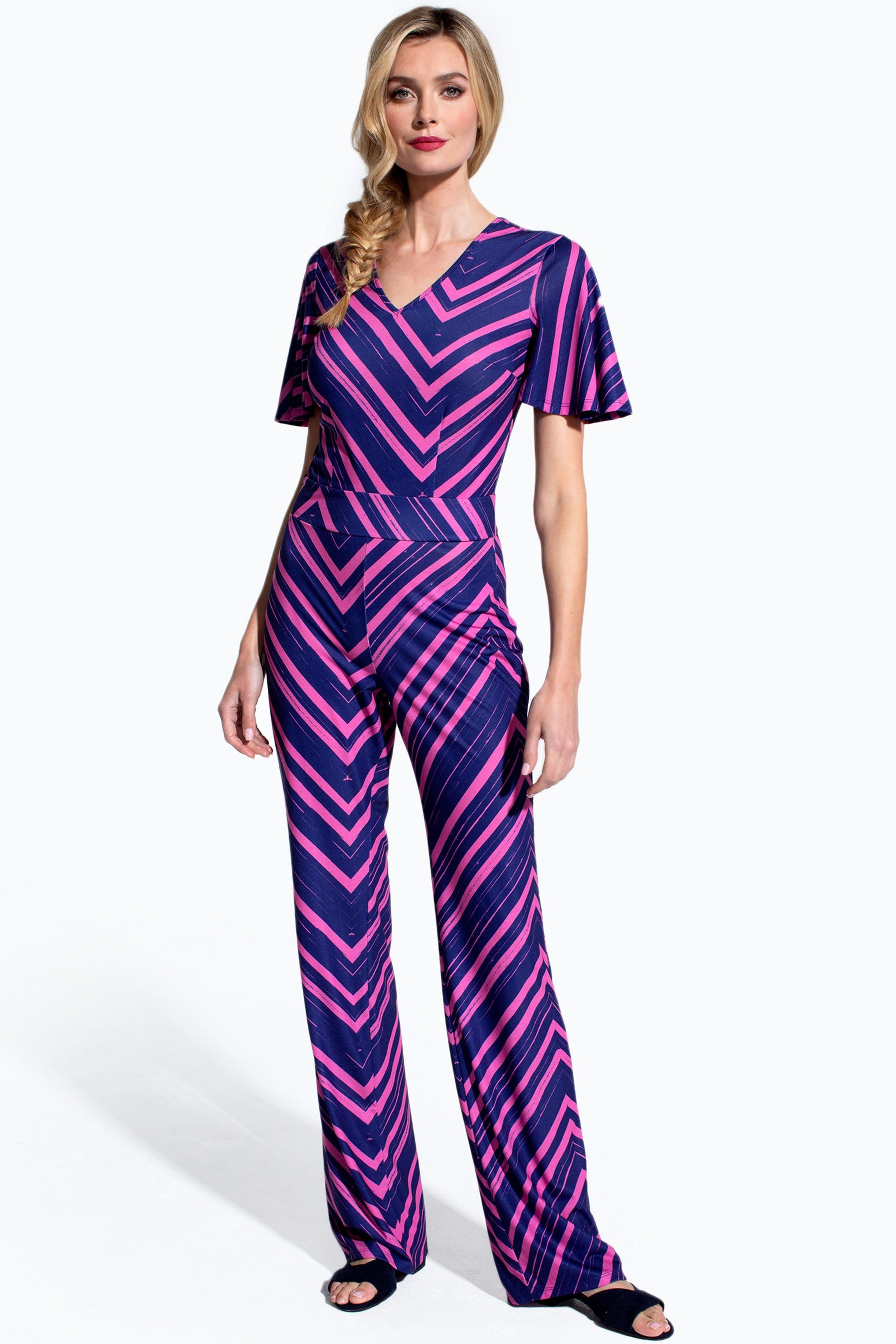 Hot Squash Straight Leg Jumpsuit with V-neck and Flare Sleeves