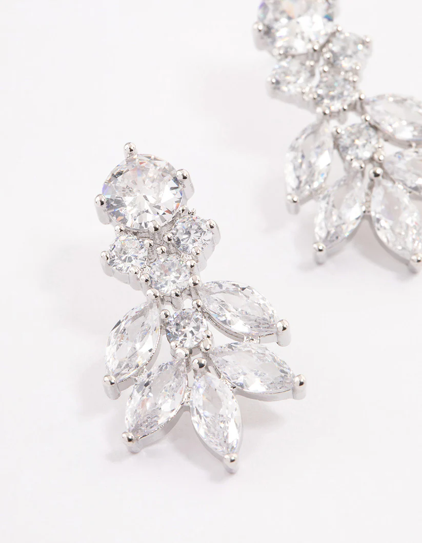Silver Navette Mini Drop Earrings