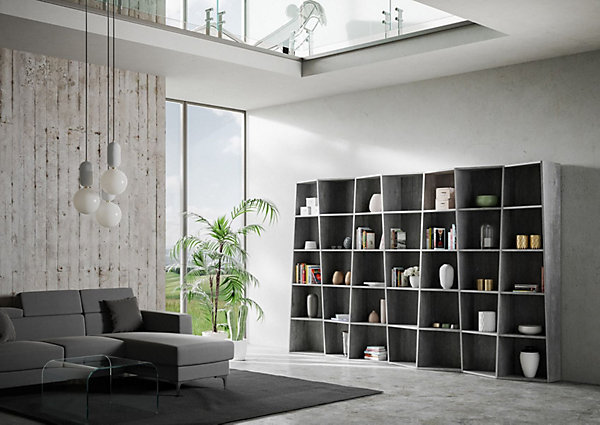Bibliothèque moderne Trek avec 7 éléments en béton