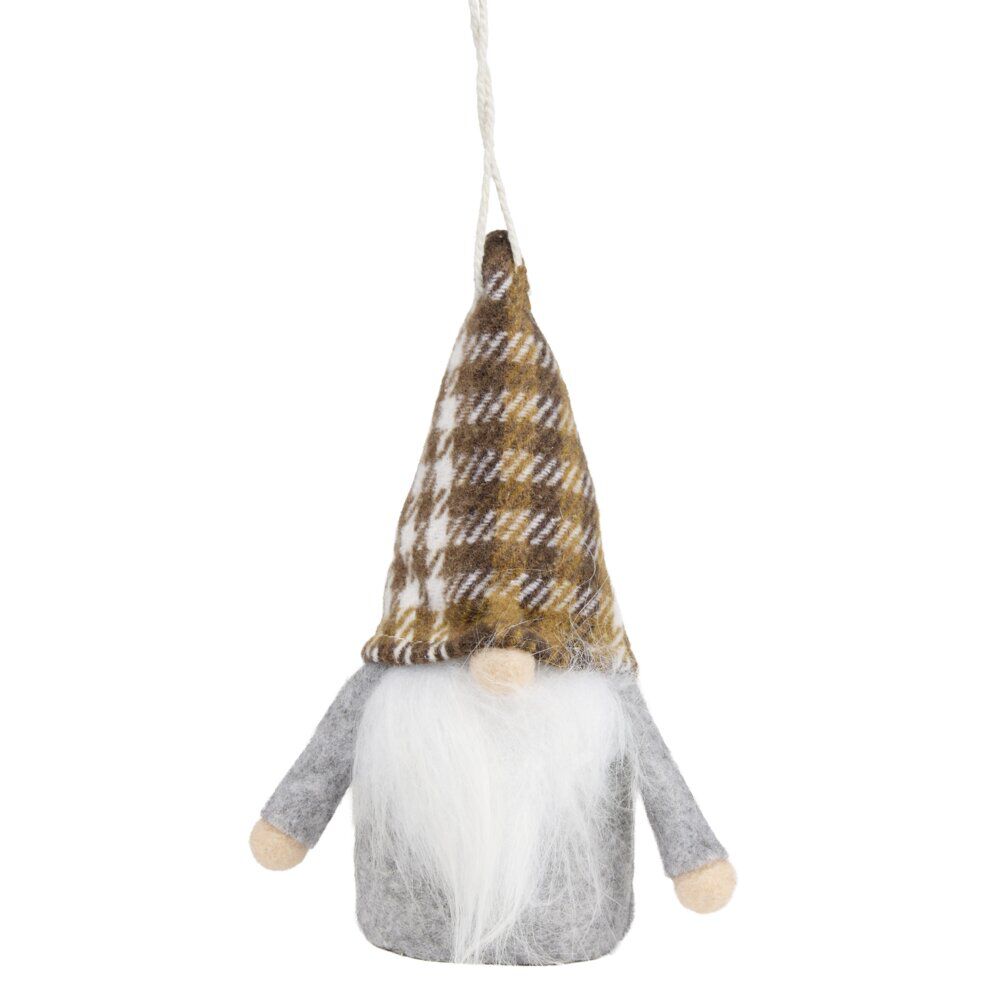 Gnome de No&euml;l tartan à suspendre H16 cm (2 modèles)