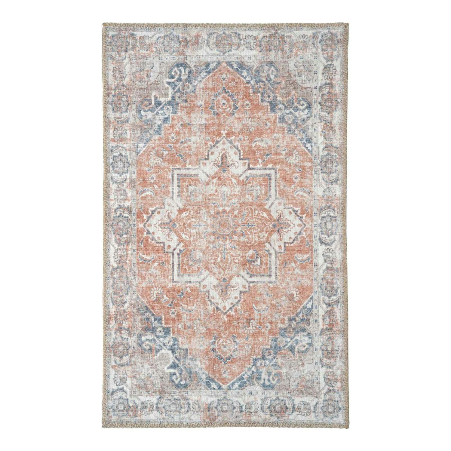 Tapis d'entrée intérieur vintage tons orange et bleu FEZ