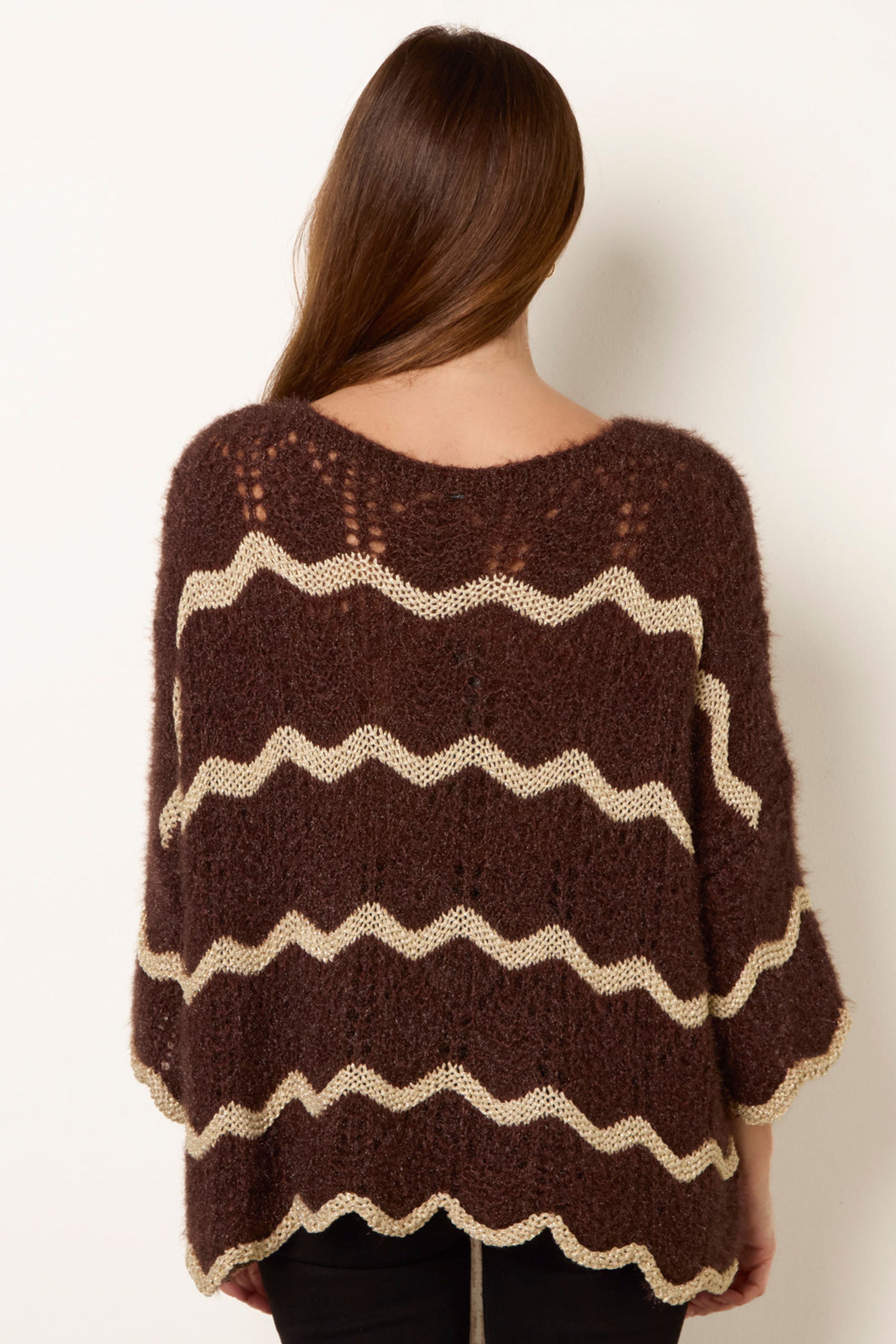 Blue Vanilla Brown Zig Zag Metallic Jumper