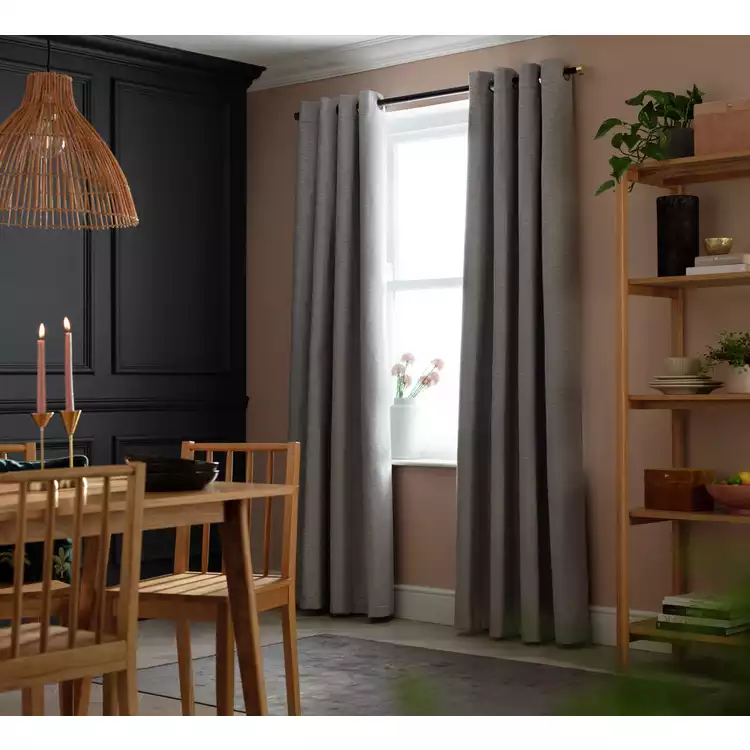 Habitat Chenille Eyelet Curtains - Grey - 117x137cm