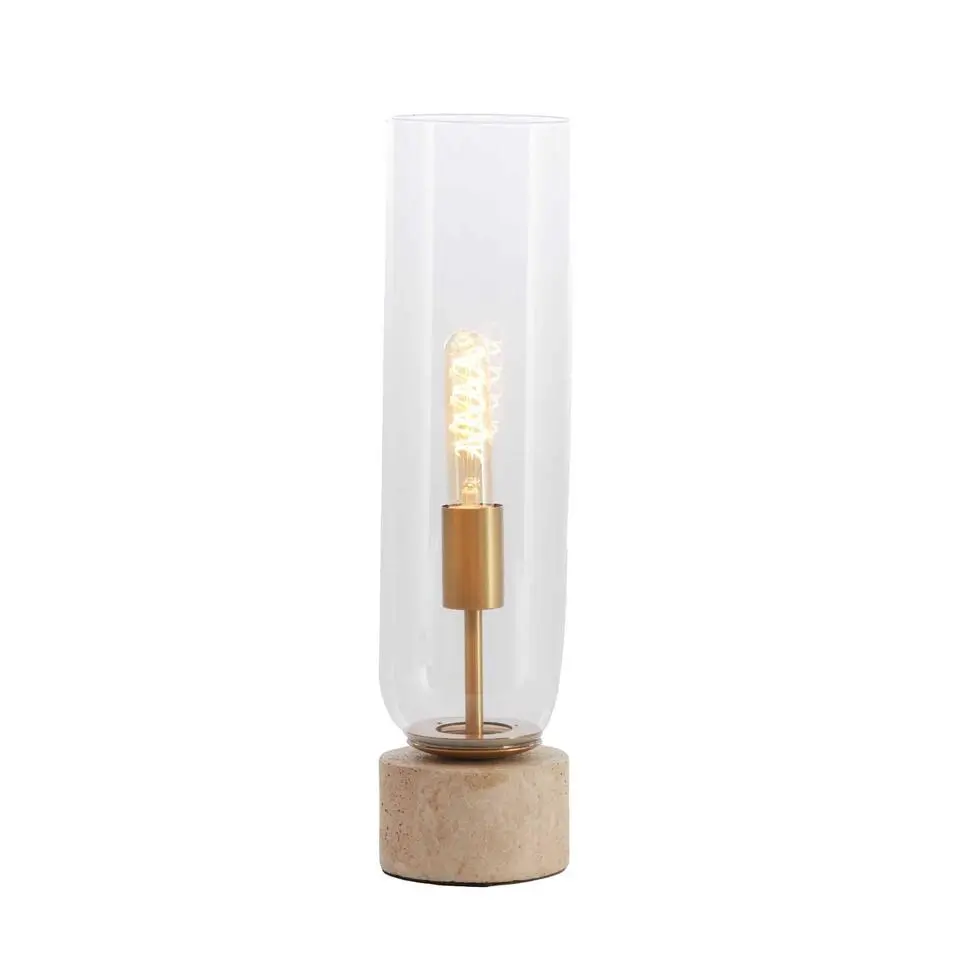 Light & Living - Rylano tafellamp &Oslash;12x47 cm - glas helder zand antiek