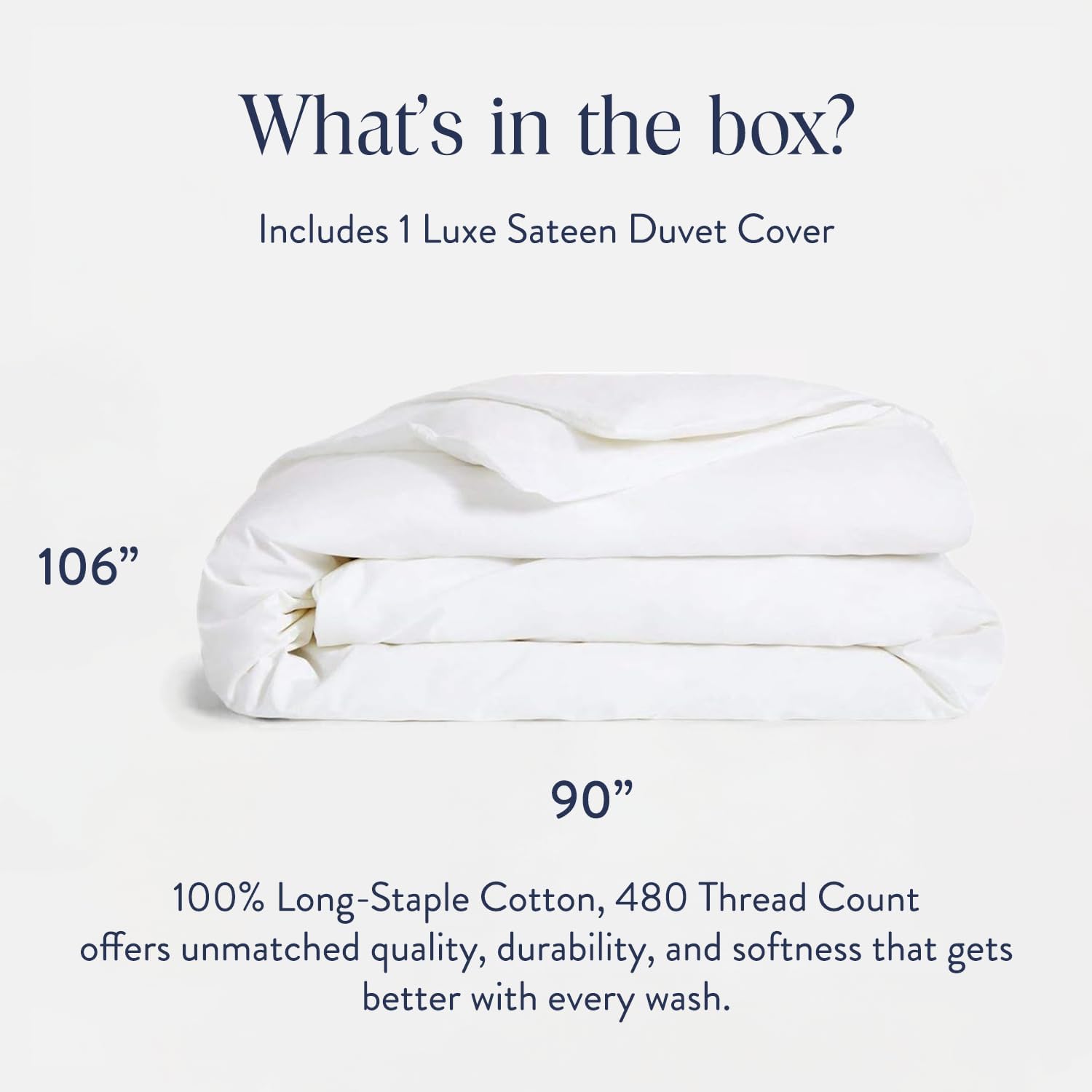 Brooklinen Luxury Sateen Duvet Cover - 100% Cotton, King/California King Size in White with Extra-Long Corner Ties and Button Closure - Best King/Cali King Duvet Covers