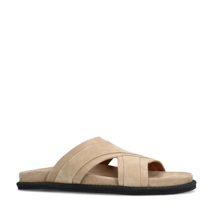 Manfield Beige suède slippers