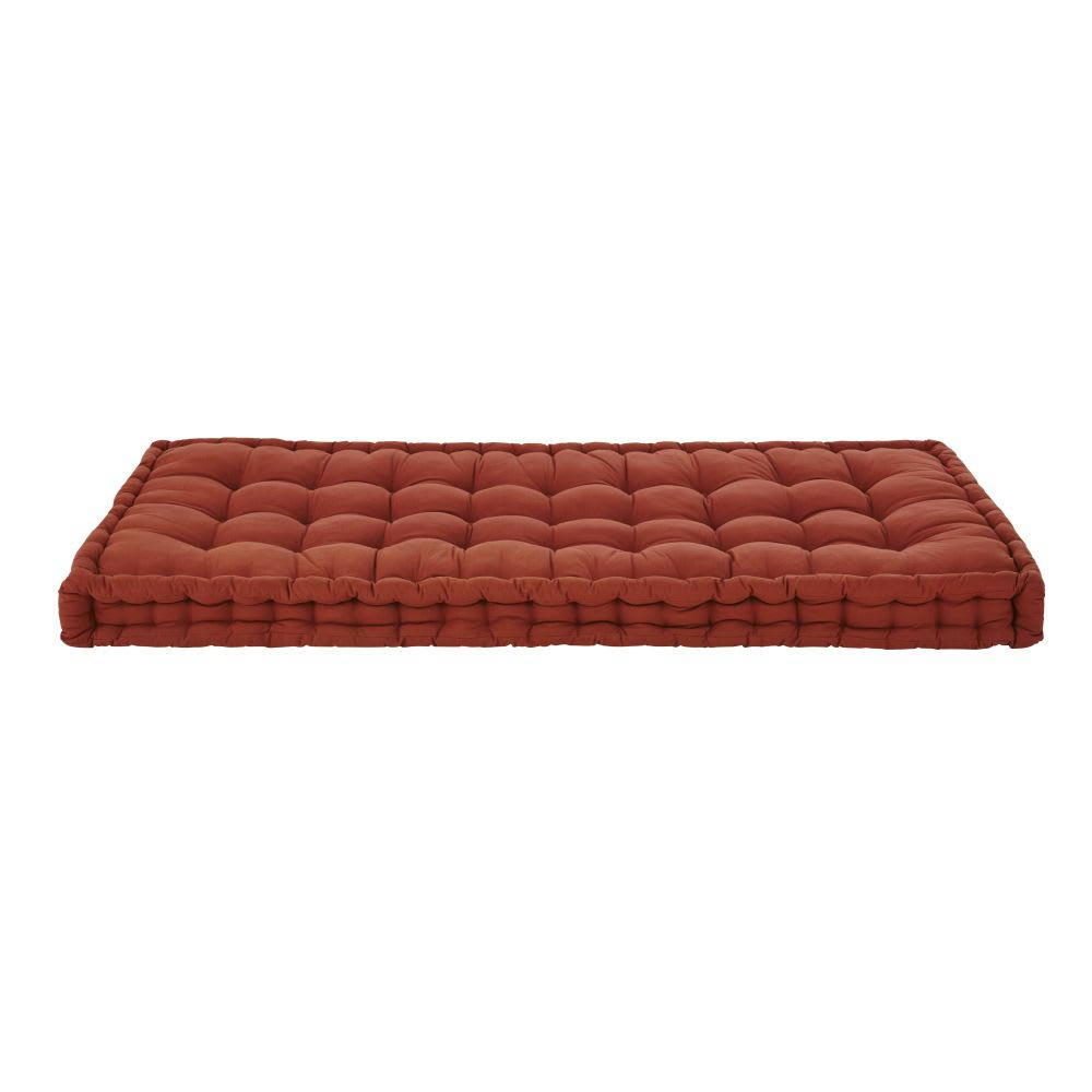 - Matelas capitonné en coton terracotta 90x190