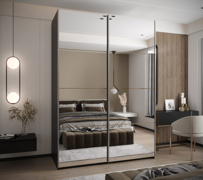Szafa przesuwna 64 wysoka Lux 2 180 czarny artisan srebrny