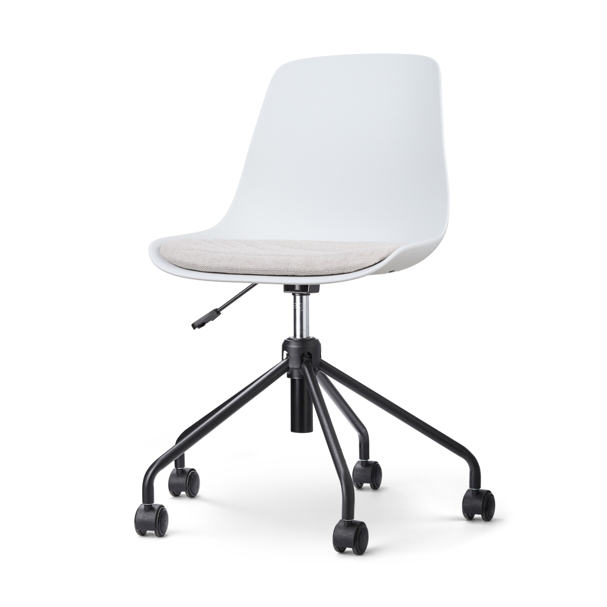 Nolon Nout-Liv Bureaustoel Wit - Beige Kussen - Zwart Onderstel