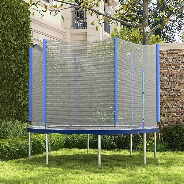 Filet de sécurité trampoline porte zipée dia. 305 cm 6 poteaux bleu noir