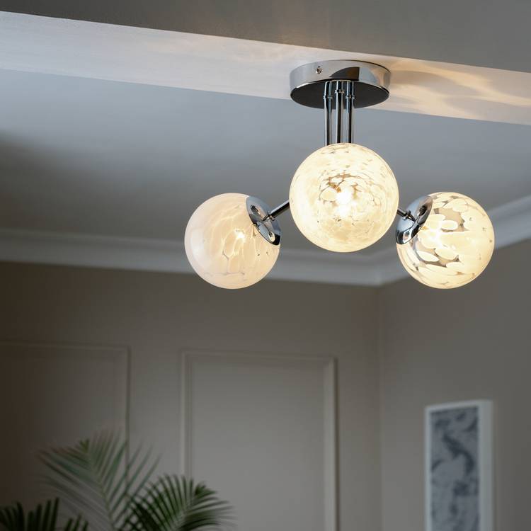 Habitat White Confetti Metal&Glass Flush Ceiling Light-White