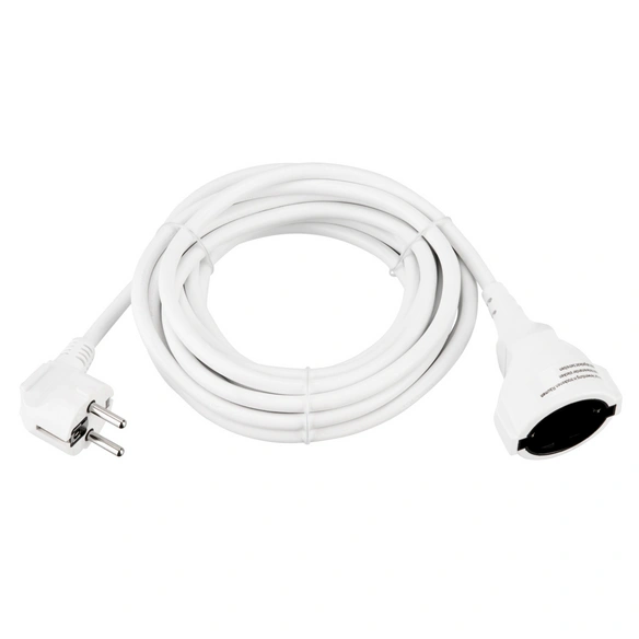Verlängerungskabel, 5 m, kunststoff, H05VV-F 3G1,5, weiss
