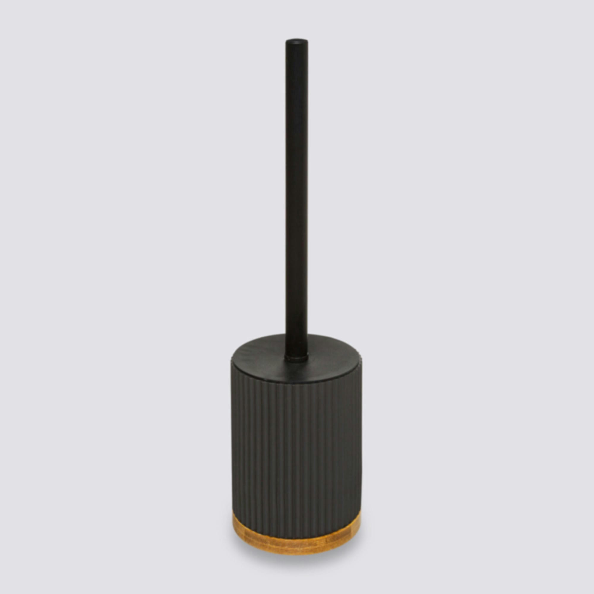 - Brosse WC polyrésine noir et bambou - 8.8x8.8x40cm
