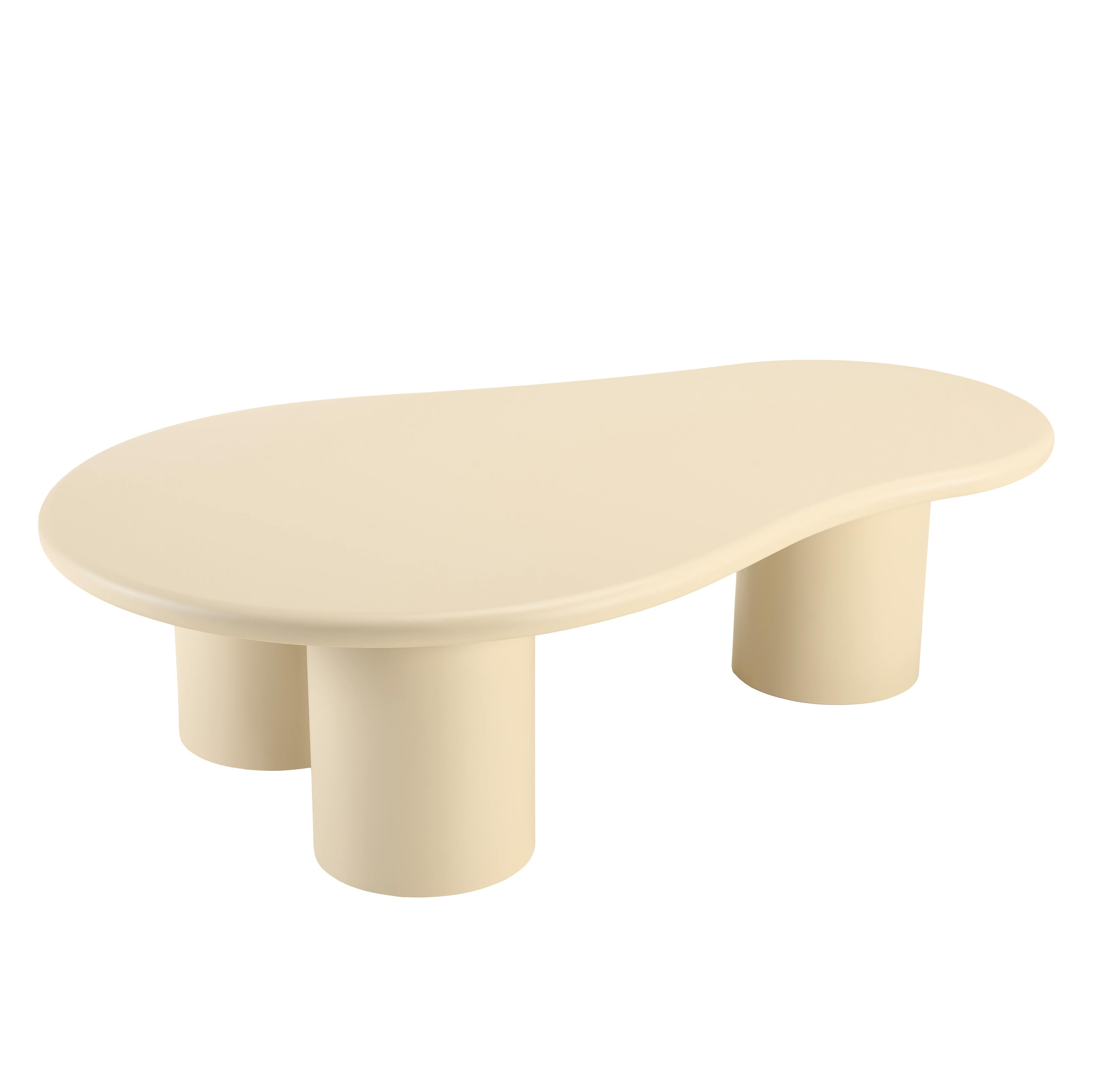 Table basse forme organique couleur beige effet béton LINEA