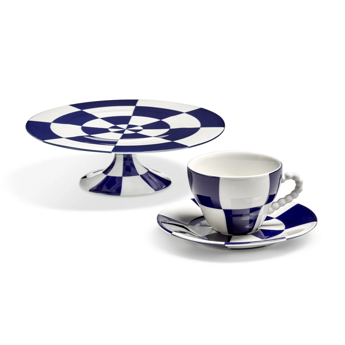 Serax - Fête des Bêtes Tasse und Untertasse, blau / weiß