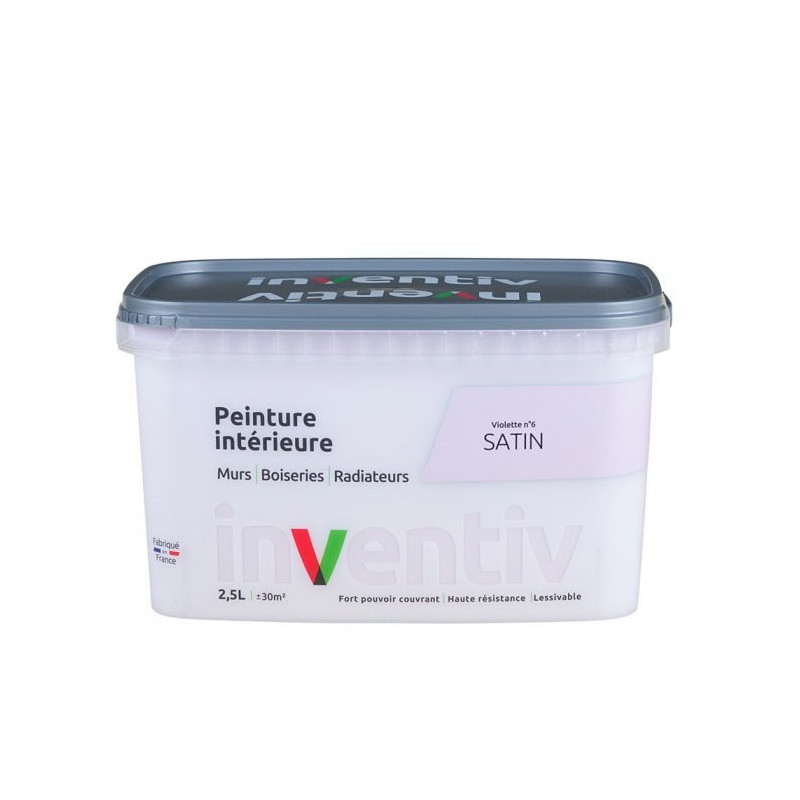 Peinture pour mur boiserie radiateur Violette n°6 satiné 2,5 L INVENTIV