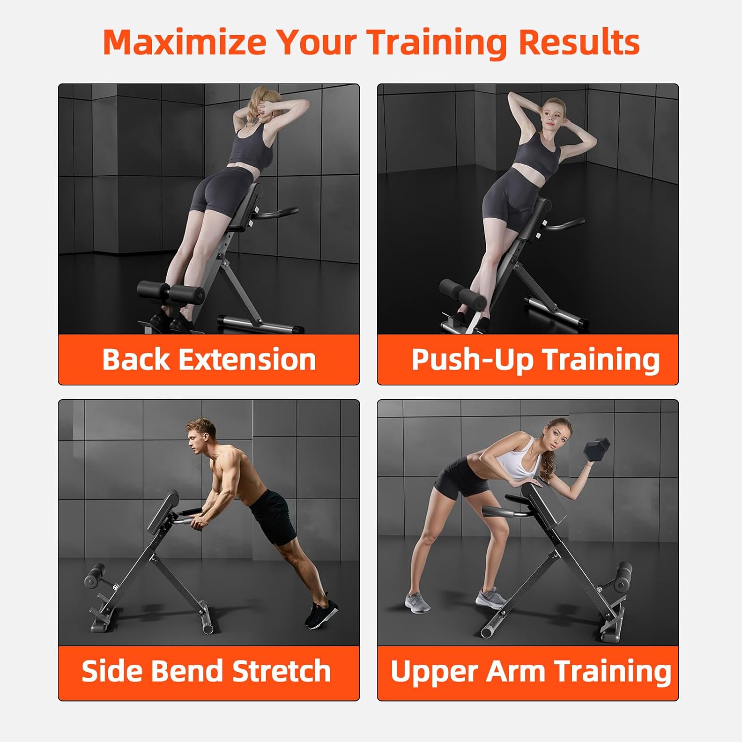 Roman Chair Hyperextension Bench – Adjustable Back Extension Machine for Glutes, Hamstrings & Lower Back – Foldable Multi-Purpose Workout Equipment for Home Gym