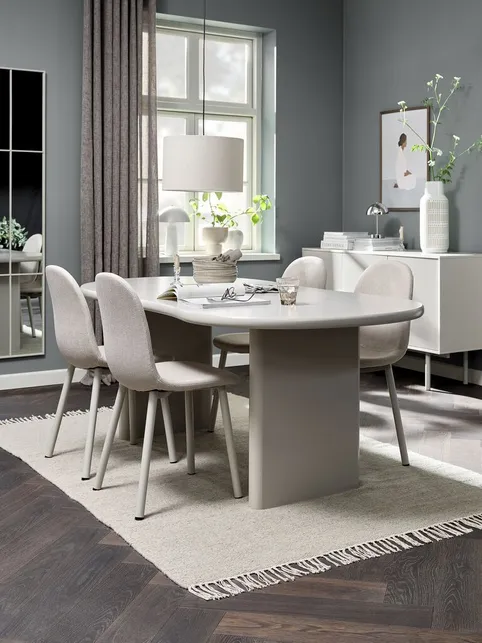 VORDINGBORG L198 bord beige + 4 EJSTRUP stole beige