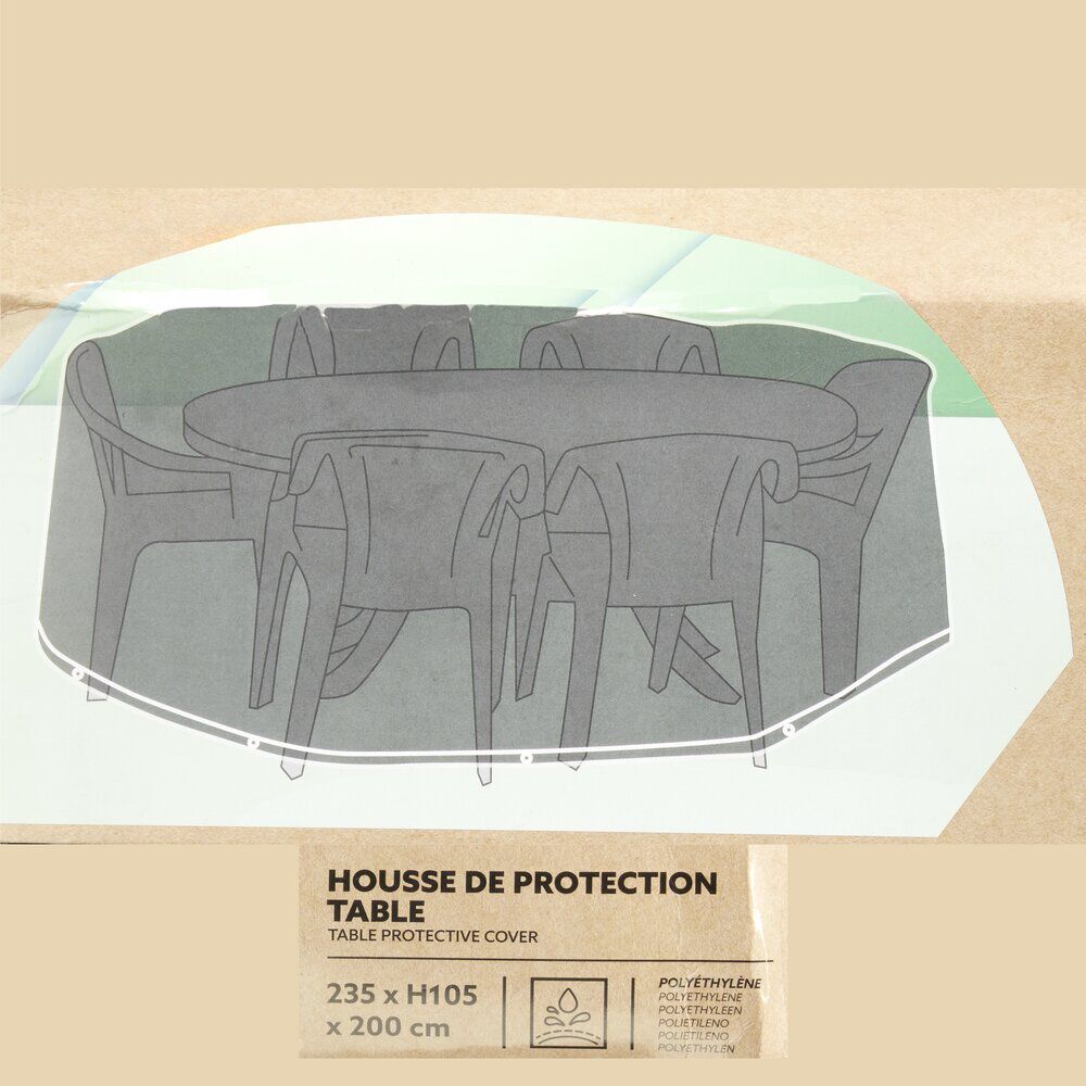 Housse de protection table de jardin noir 235x200xH105cm