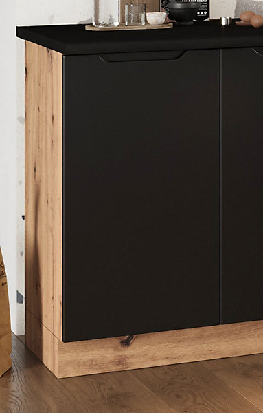 CUISINE COMPLETE ISABEL NOIR MAT ANGLE 260X200 NON MONTEE SANS ELECTROMENAGER 9 MEUBLES