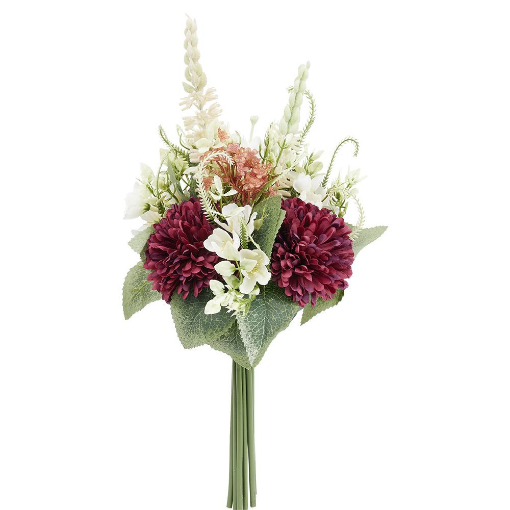 Piquet fleur artificielle Ø25xH33cm blanc et violet