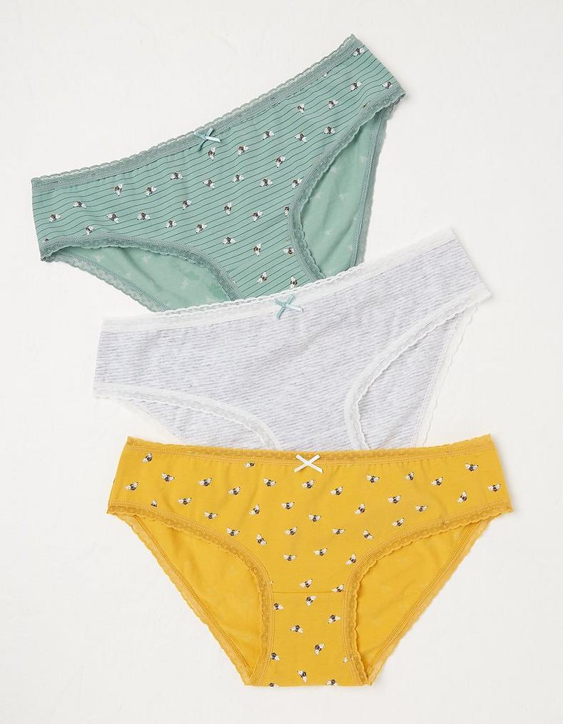 Three Pack Bee Print Mini Briefs