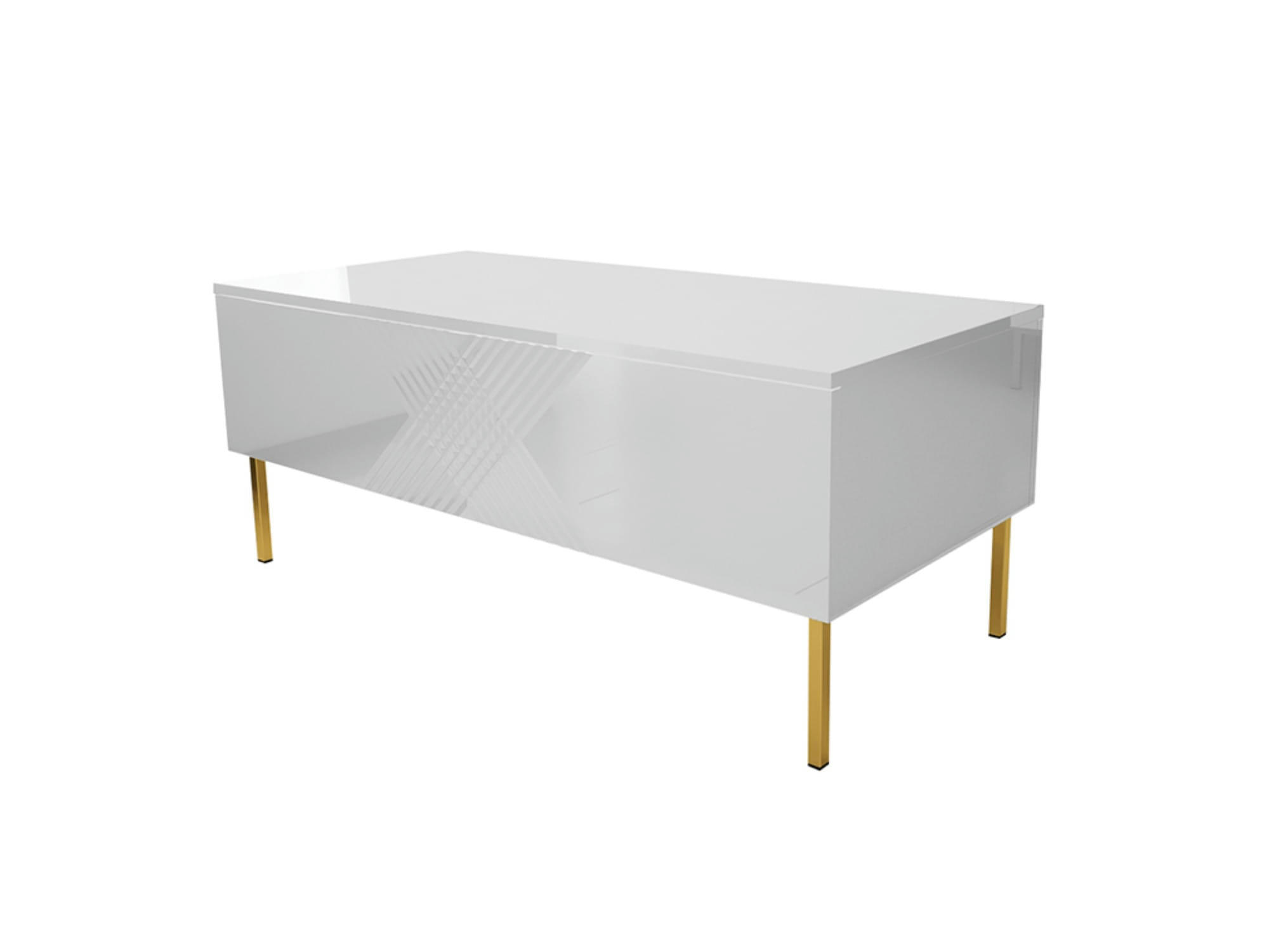 CELESTE - Table basse style contemporain 120 cm blanc / doré