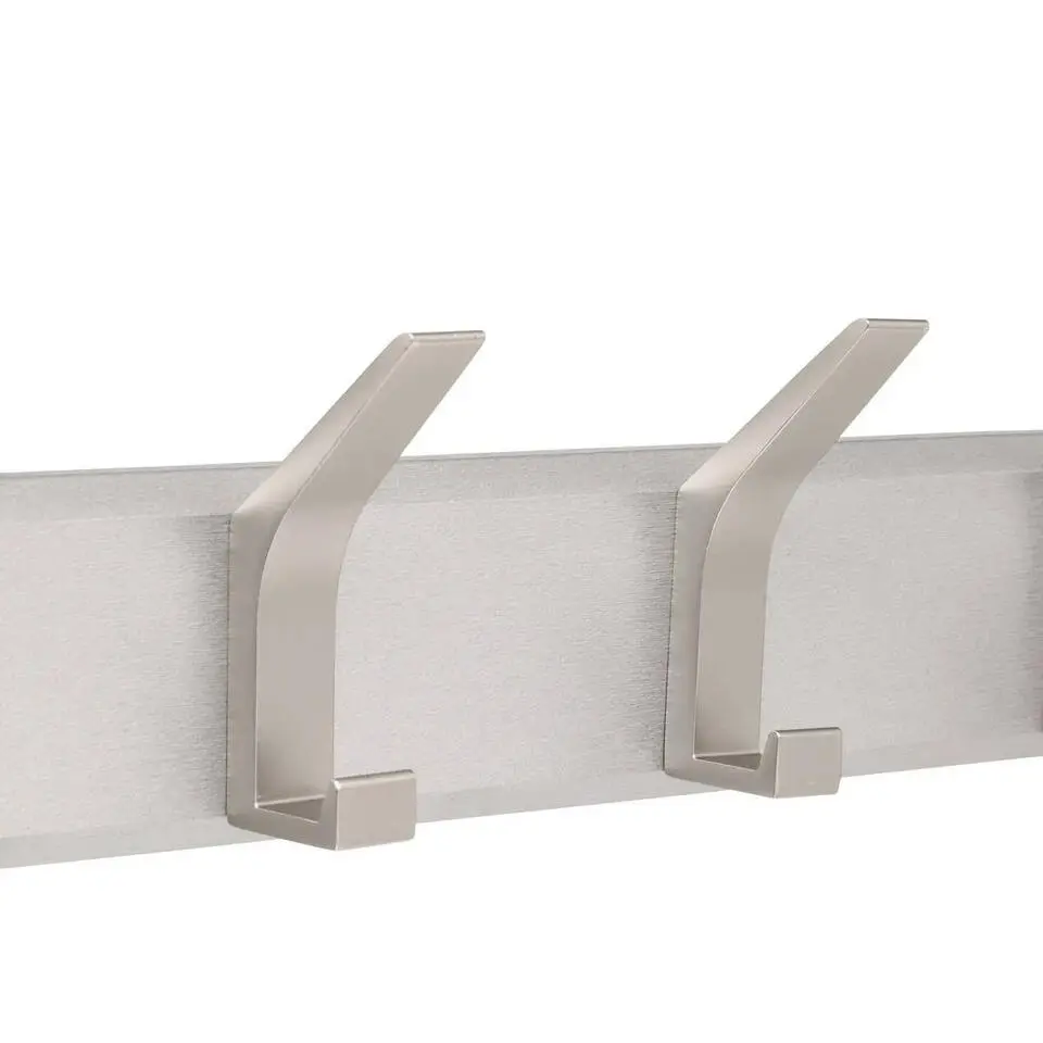 5Five Kapstok - 4 ophang haken - RVS - zilver - 45 x 10 cm